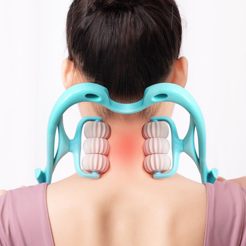 6-Wheel Manual Neck Massager Roller – Multifunctional Massage Relief Tool