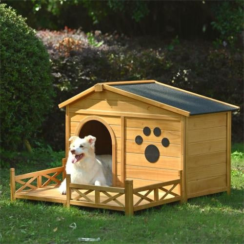 48" Wooden Outdoor Dog House with Porch – Weather-Resistant Pet Shelter - Accrosstheglobe Store
