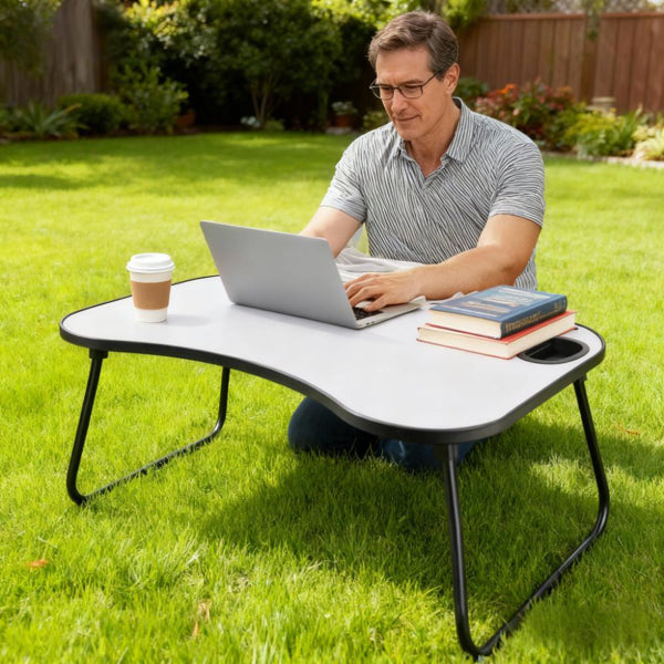 Portable Foldable Laptop Desk with Cup Holder – 26.5x18.5" Bed, Car & Couch Table - Accrosstheglobe Store