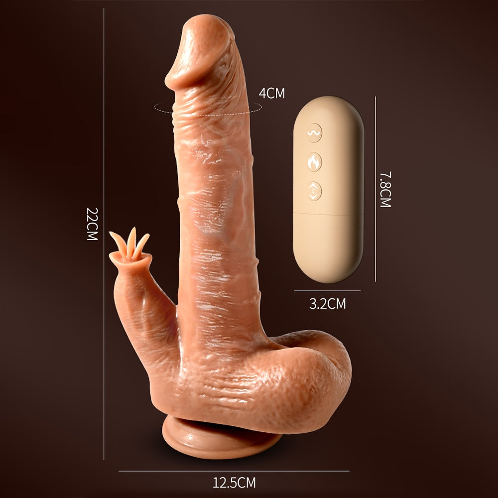 Realistic Silicone Massager – Thrusting, Heating & Remote Control with Suction Cup - Accrosstheglobe Store