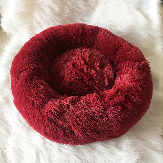 Round Plush Dog Bed for Small Dogs – Cozy Kennel Pet Nest Mat - Accrosstheglobe Store