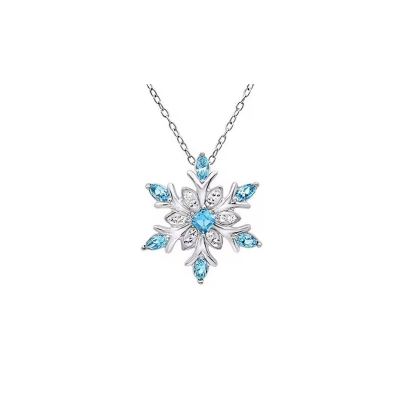Sterling Silver Snowflake Pendant Necklace – Austrian Crystals, Adjustable Chain - Accrosstheglobe Store