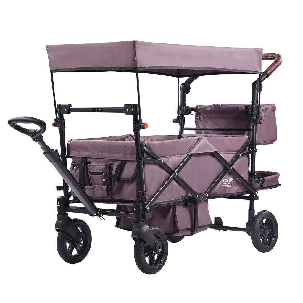 Collapsible Wagon Stroller for 2 Kids – 4 Wheels & Canopy - Accrosstheglobe Store