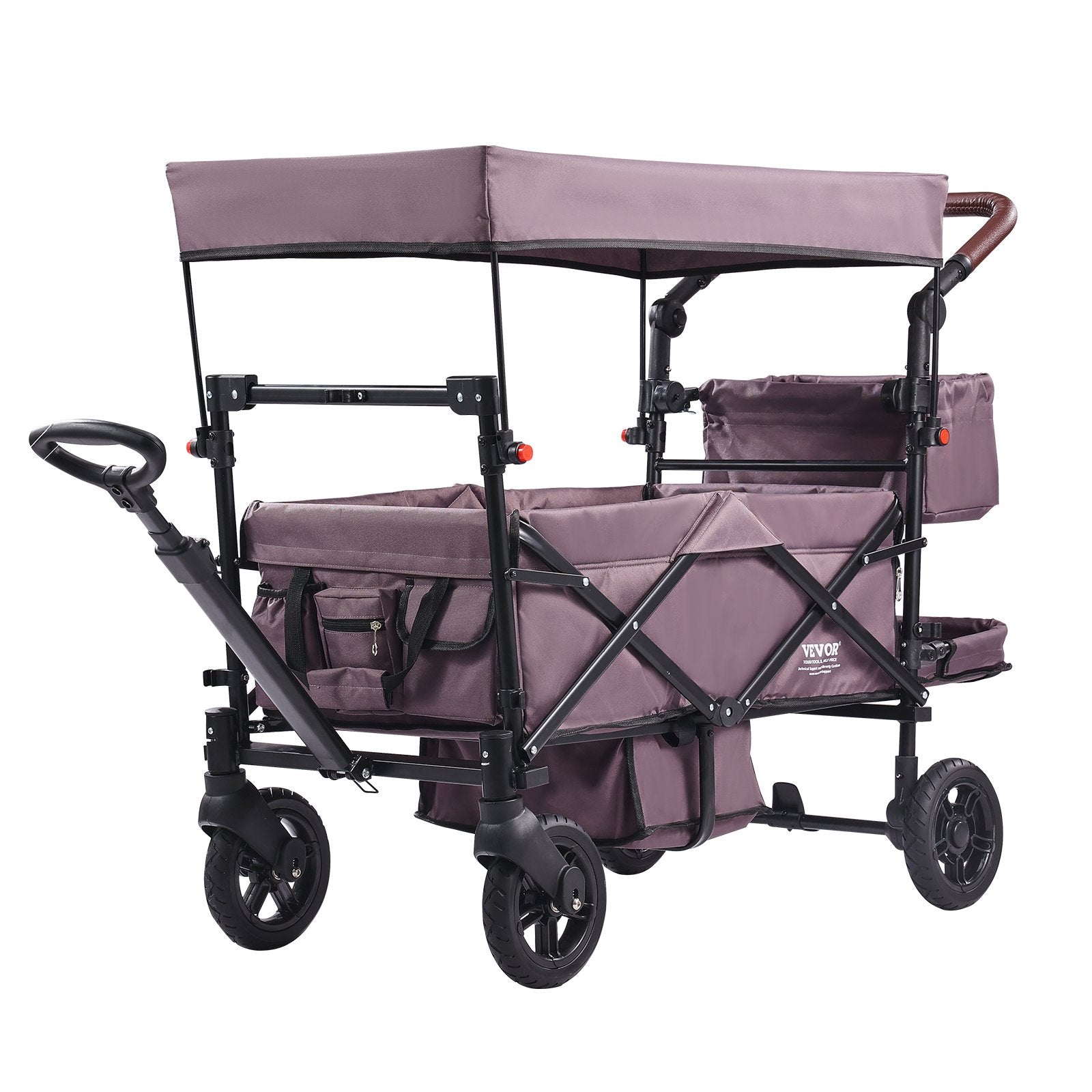 Collapsible Wagon Stroller for 2 Kids – 4 Wheels & Canopy - Accrosstheglobe Store