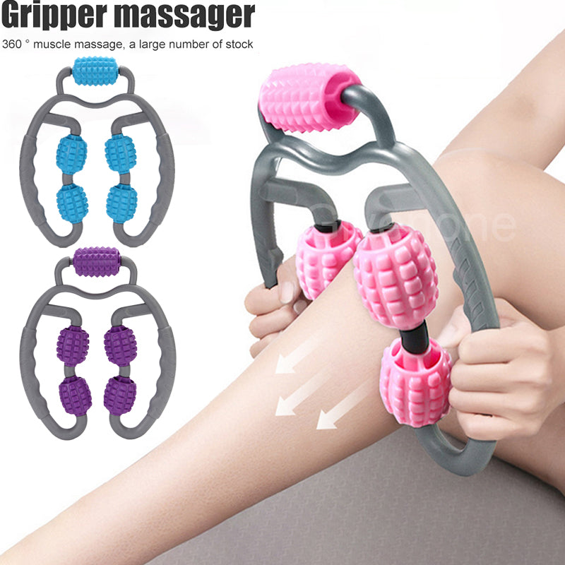 U-Shape Trigger Point Massage Roller – 4-Wheel Full Body Muscle Massager