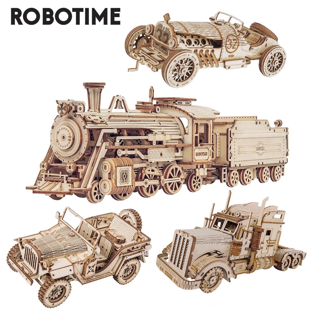 Robotime ROKR Train Locomotive 3D Wooden Puzzle – Model Building Kit Birthday Gift - Accrosstheglobe Store