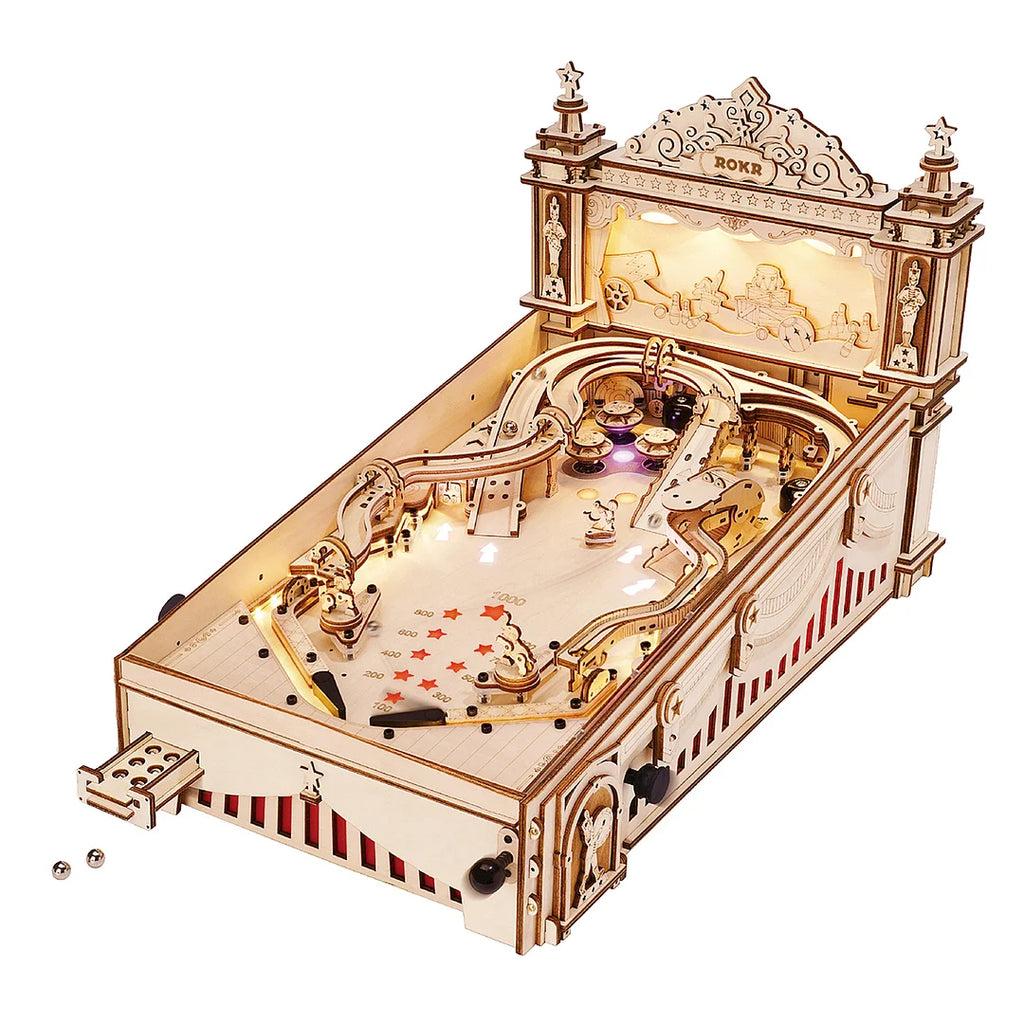 ROKR 3D Wooden Pinball Machine Puzzle – Brainteaser Building Toy for Adults & Teens