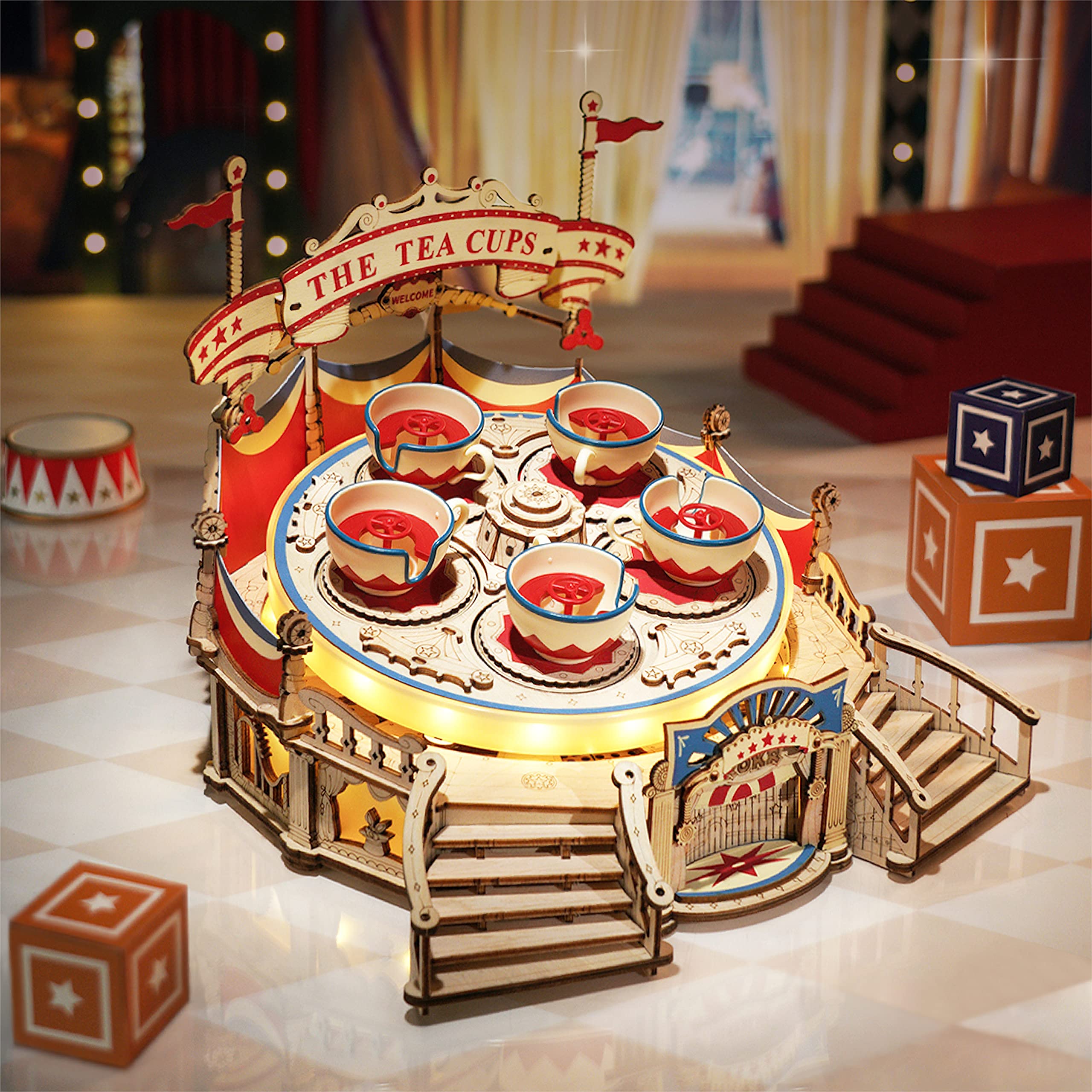 Robotime ROKR Tilt-A-Whirl Music Box – DIY Amusement Park 3D Wooden Puzzle EA04