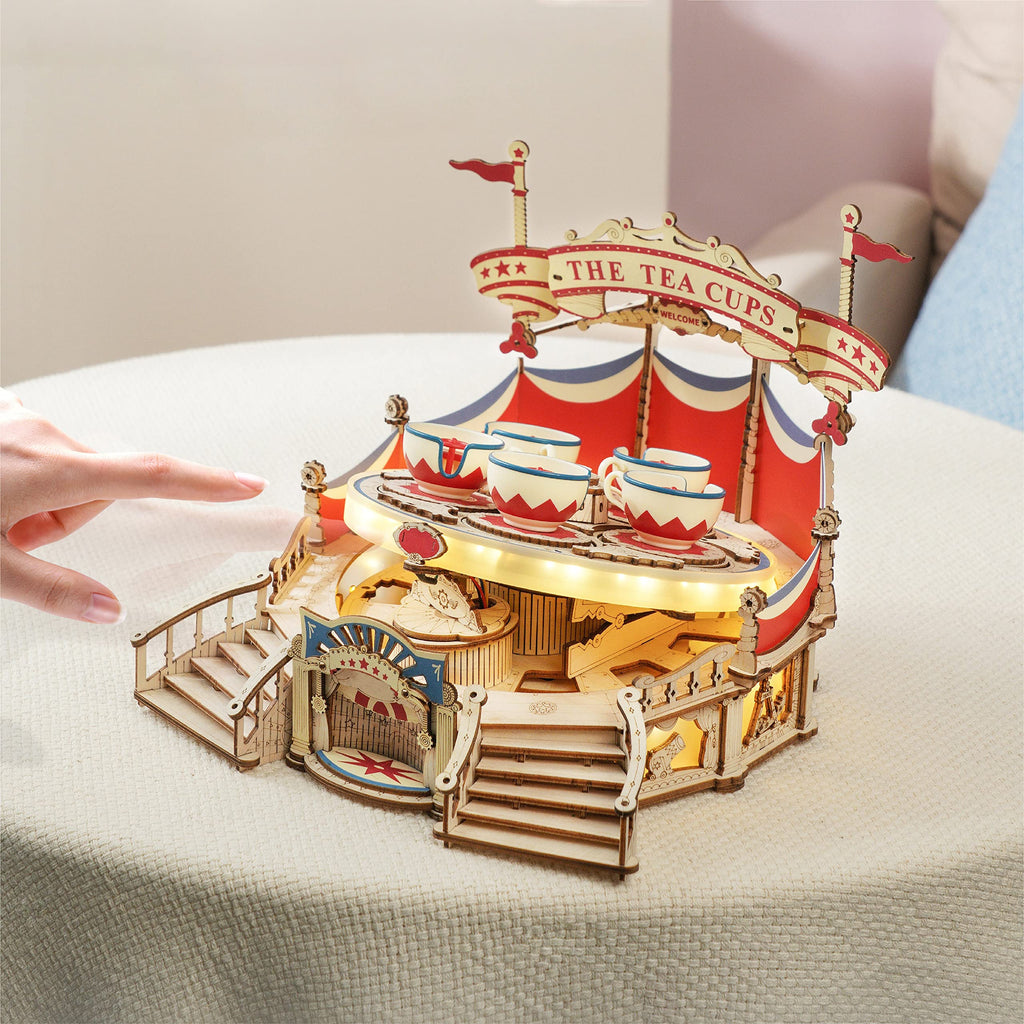Robotime ROKR Tilt-A-Whirl Music Box – DIY Amusement Park 3D Wooden Puzzle EA04