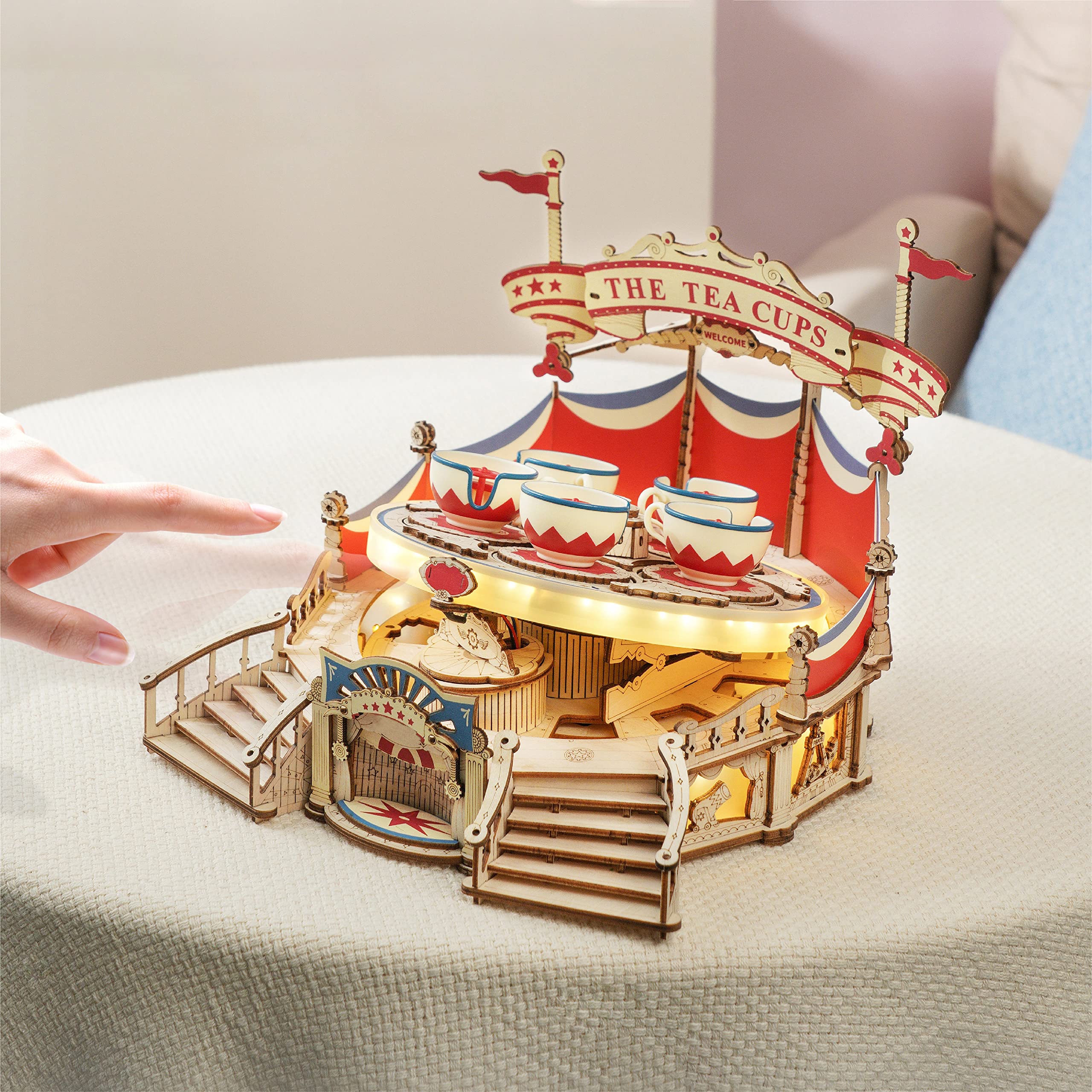 Robotime ROKR Tilt-A-Whirl Music Box – DIY Amusement Park 3D Wooden Puzzle EA04