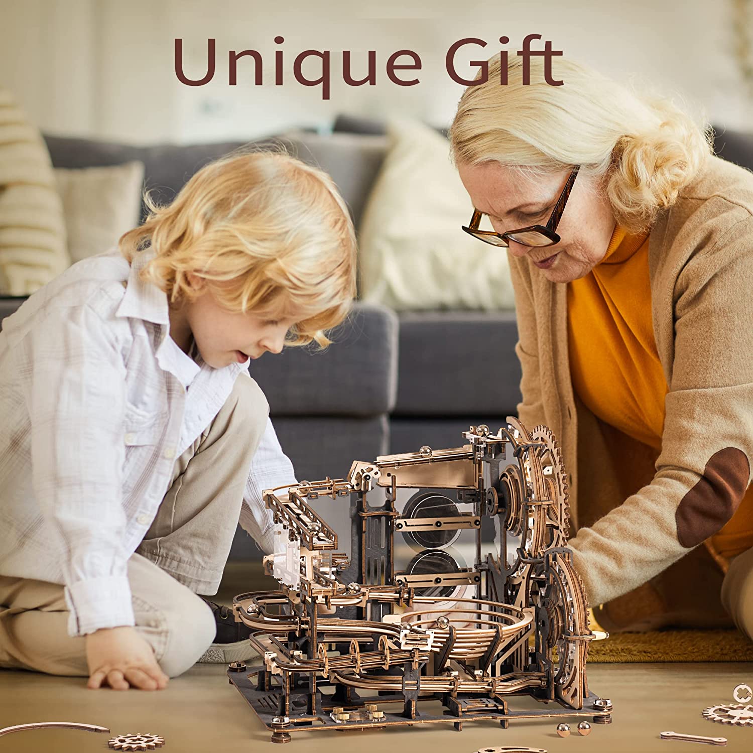 Robotime ROKR Marble Night City 3D Wooden Puzzle – Waterwheel Assembly Model Gift