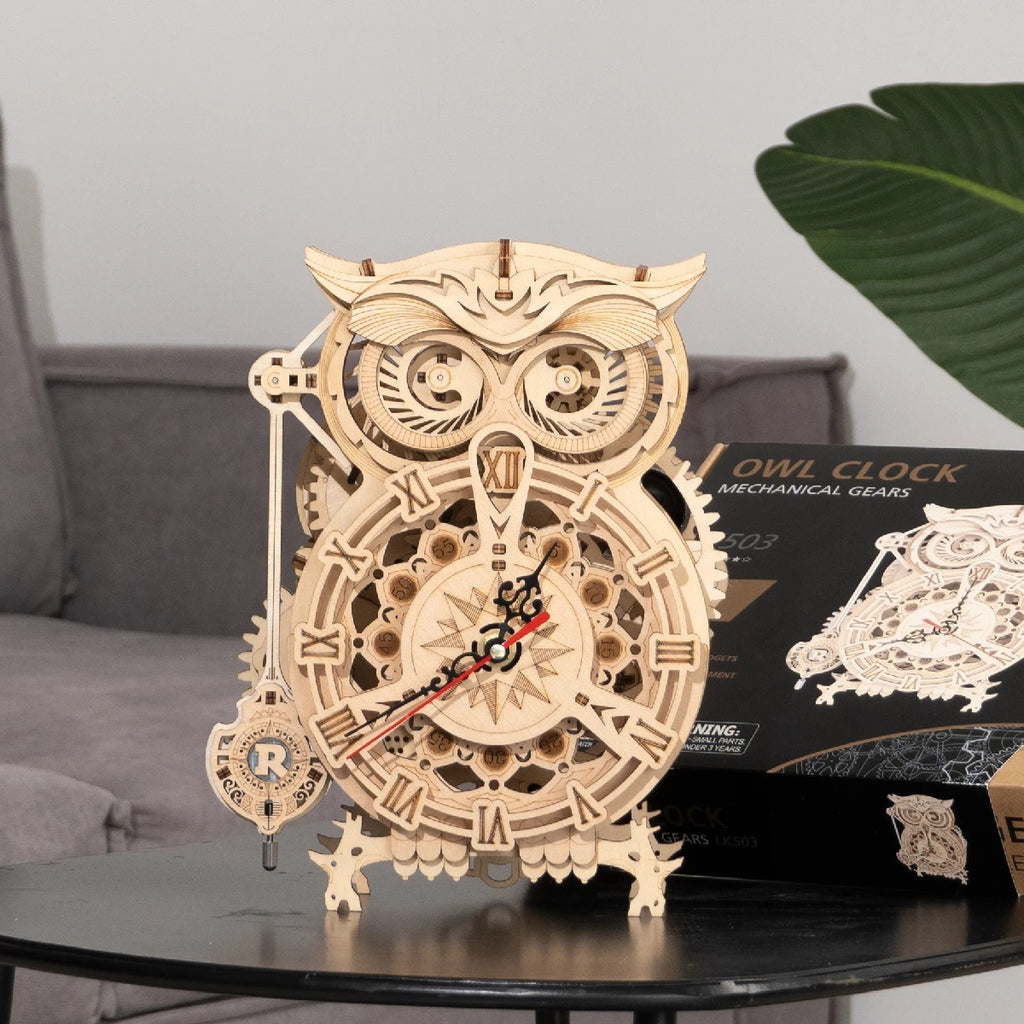 Robotime ROKR 3D Owl Wooden Clock – DIY Building Kit Christmas Gift LK503