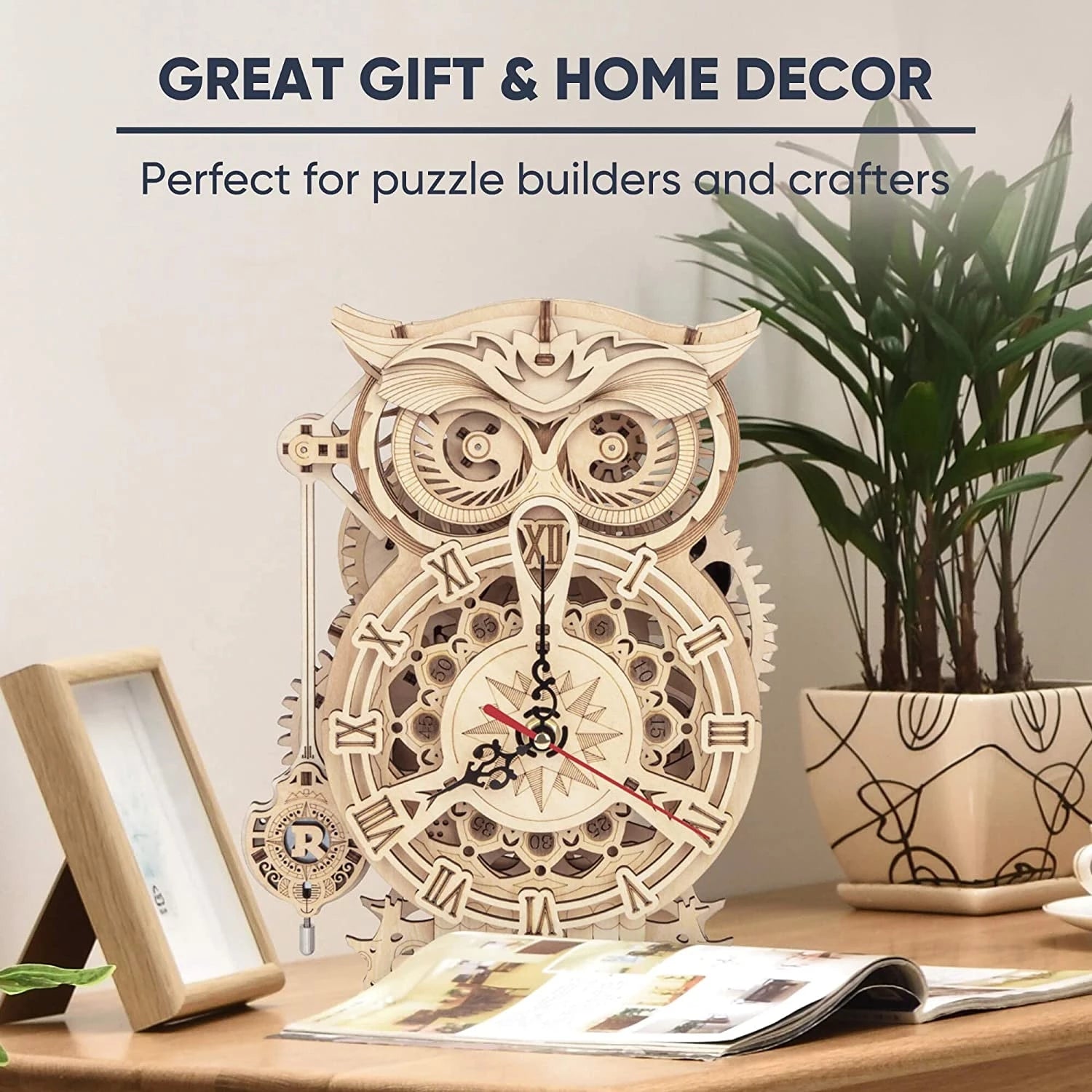 Robotime ROKR 3D Owl Wooden Clock – DIY Building Kit Christmas Gift LK503