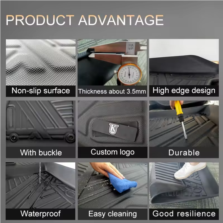Odorless TPE Floor Mats for Tesla Model 3 2023–2025 – 6-Piece Waterproof Liner Set - Accrosstheglobe Store