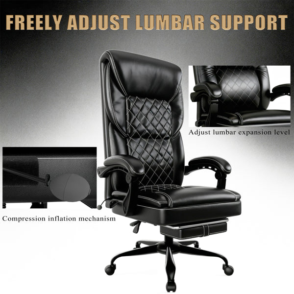 Gaming & Office Chair with Inflatable Lumbar Support – Ergonomic High-Back with Footrest - Accrosstheglobe Store