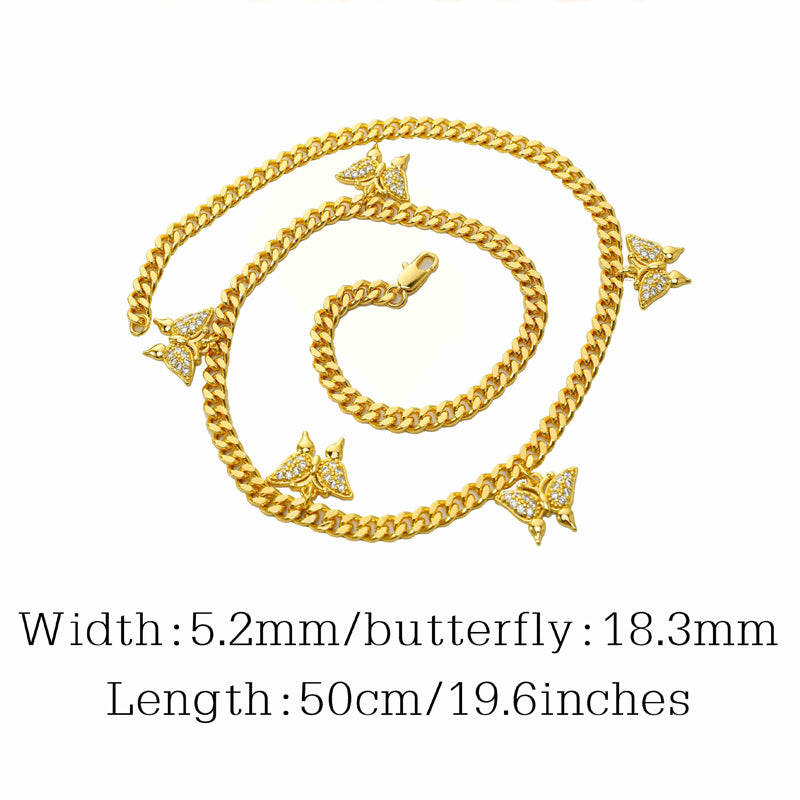 24K Gold Butterfly Tennis Necklace – Micro-Inlaid Moissanite Women’s Necklace - Accrosstheglobe Store