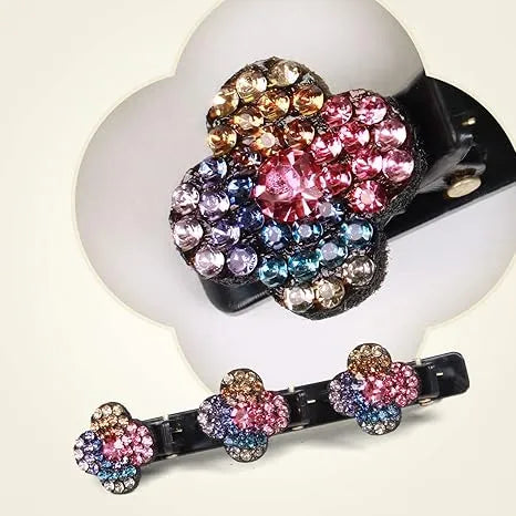 Sparkling Crystal Four-Leaf Clover Hair Clips – Rhinestone Braided Duckbill Hairpin - Accrosstheglobe Store