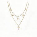 24K Gold Cross Heart Charm Choker Necklace – Dainty Layered Lip Chain Stainless Steel - Accrosstheglobe Store