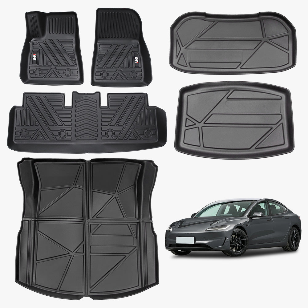 Odorless TPE Floor Mats for Tesla Model 3 2023–2025 – 6-Piece Waterproof Liner Set - Accrosstheglobe Store