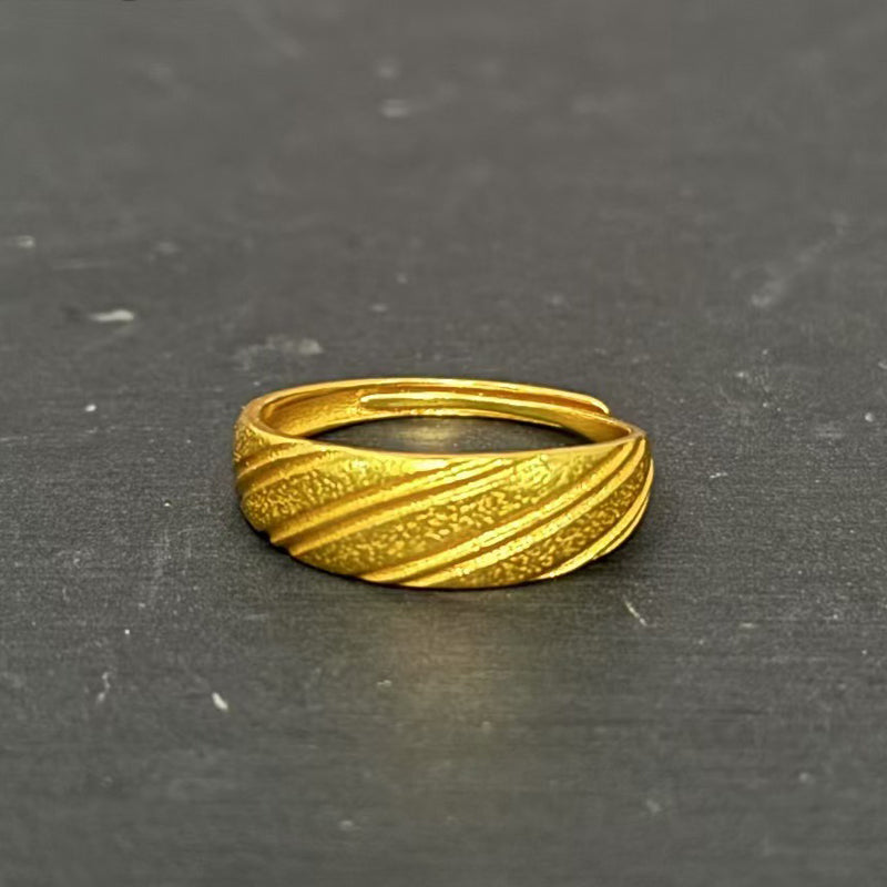 24K Gold Dome Croissant Band Ring – Stackable Signet Ring for Women - Accrosstheglobe Store
