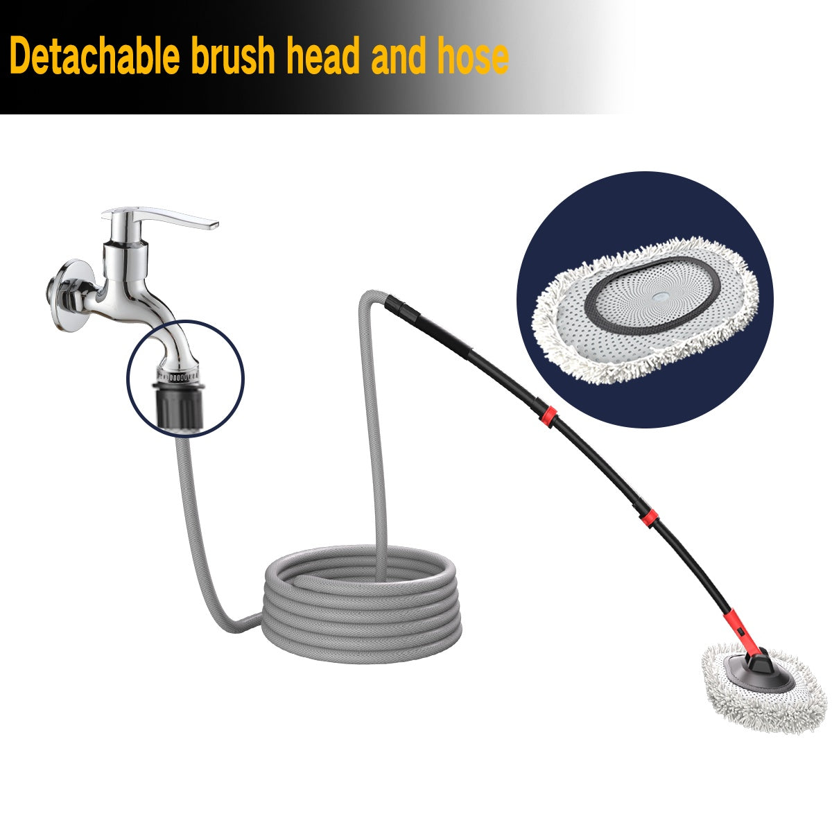 41-Inch Portable Automatic Car Wash Mop – Soft Brush with 10m Hose - Accrosstheglobe Store