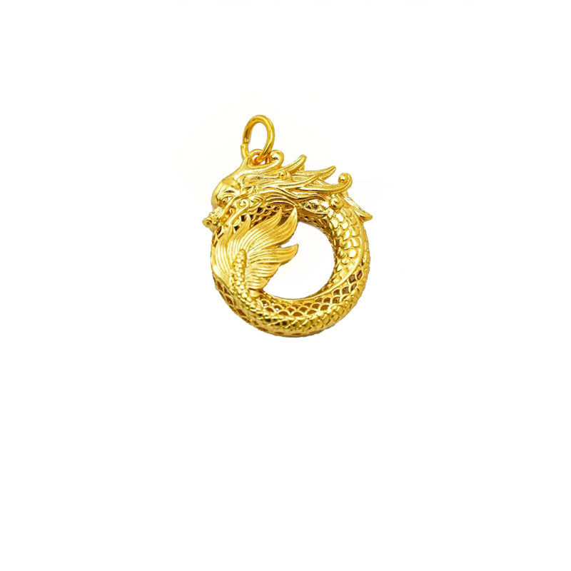 24K Gold Ouroboros Dragon Pendant Necklace – Ancient Infinity Symbol Double-Sided - Accrosstheglobe Store