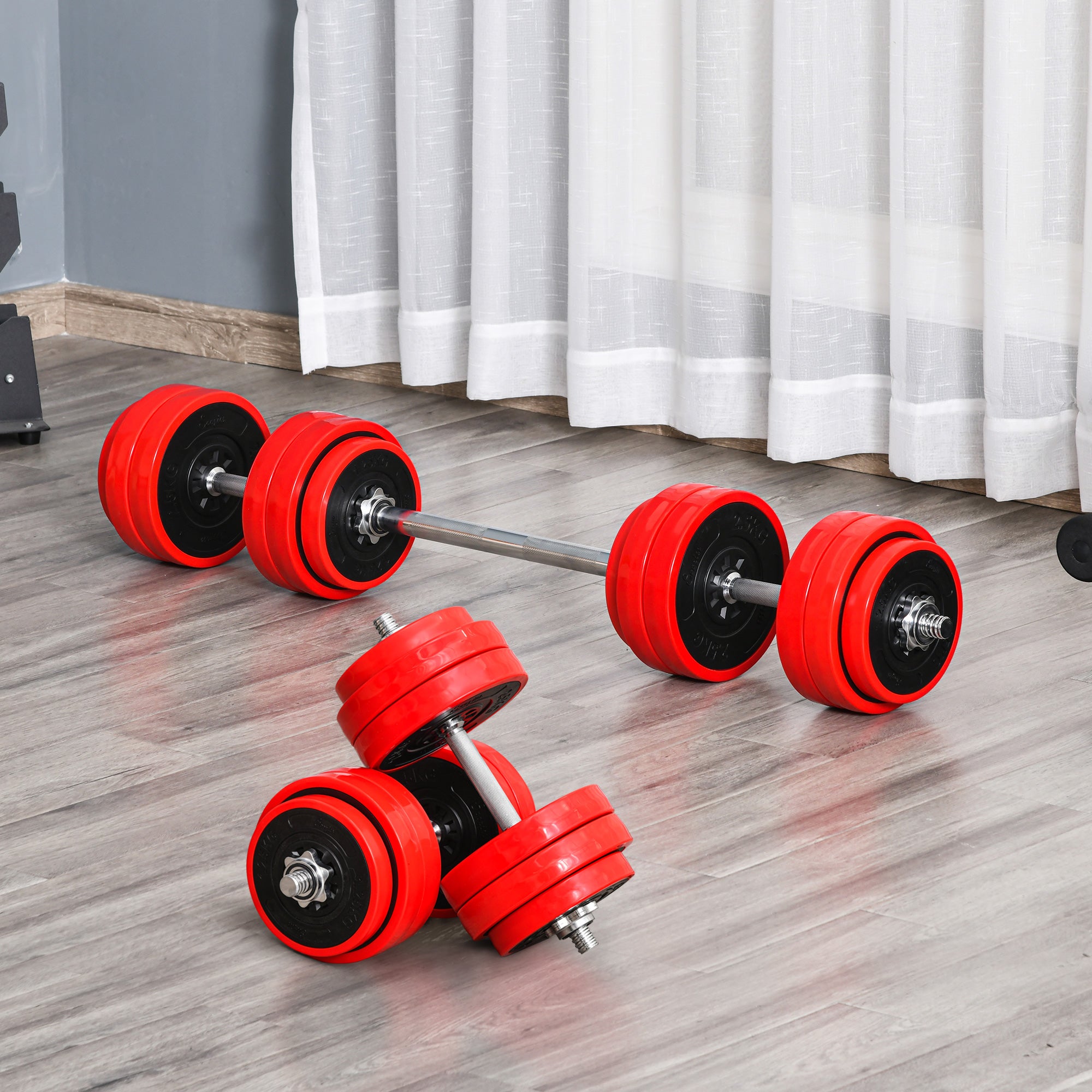 66 lbs Adjustable Dumbbell Set – Convertible to Barbell for Home Gym - Accrosstheglobe Store