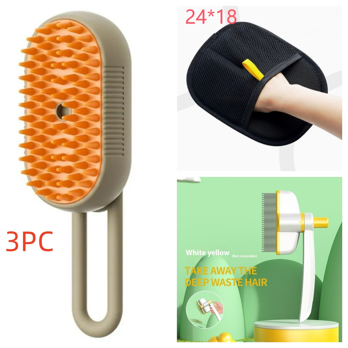 3-in-1 Electric Steam Pet Brush – Spray Grooming Brush for Dogs & Cats - Accrosstheglobe Store