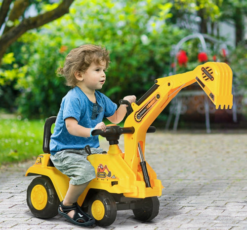 3-in-1 Kids Ride-On Excavator Digger – Scooter & Pulling Cart Construction Toy - Accrosstheglobe Store