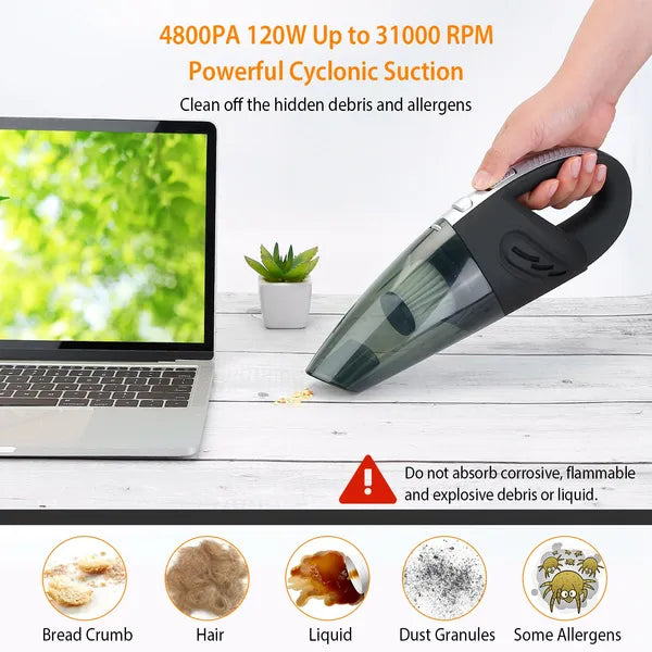 Cordless Rechargeable Car Handheld Vacuum Cleaner – Portable Strong Suction - Accrosstheglobe Store