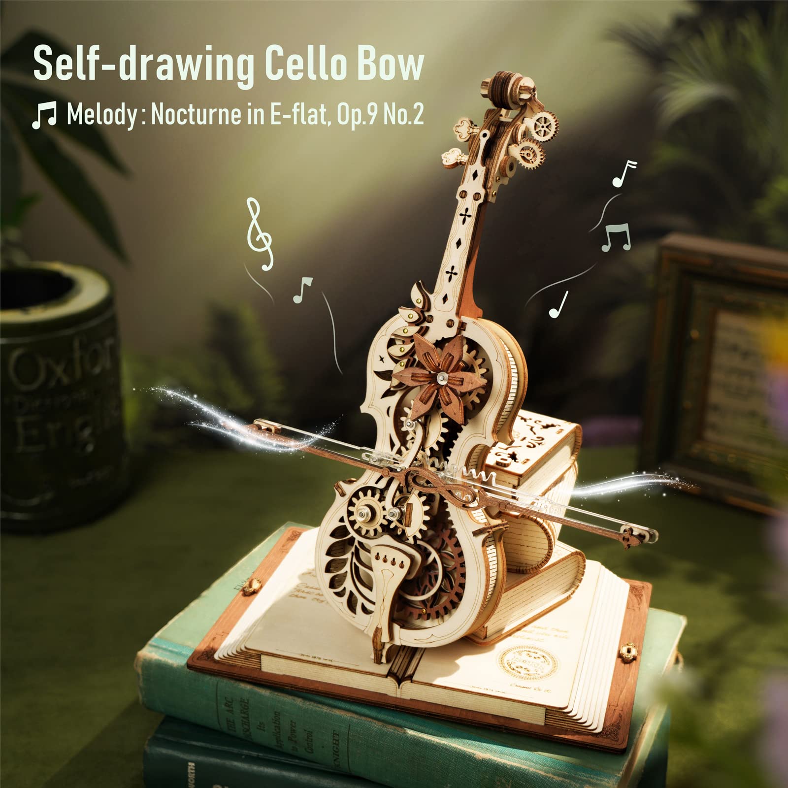 Robotime ROKR Magic Cello Mechanical Music Box – 3D Wooden Puzzle AMK63