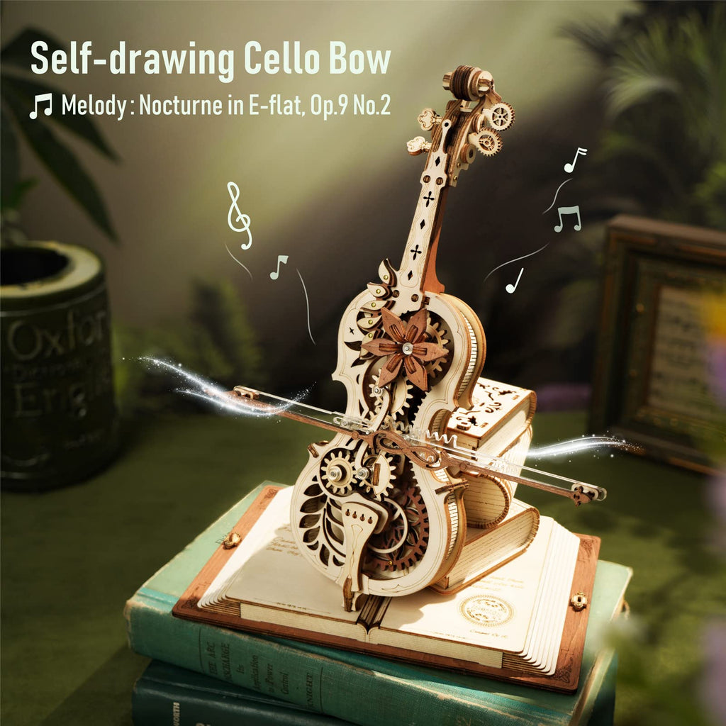 Robotime ROKR Magic Cello Mechanical Music Box – 3D Wooden Puzzle AMK63