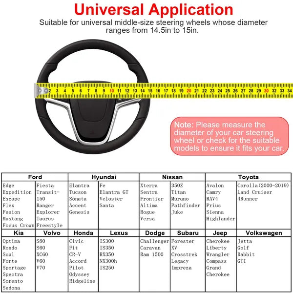 Universal Fiber Leather Steering Wheel Cover – 14.5"-15" Anti-Slip Protector - Accrosstheglobe Store