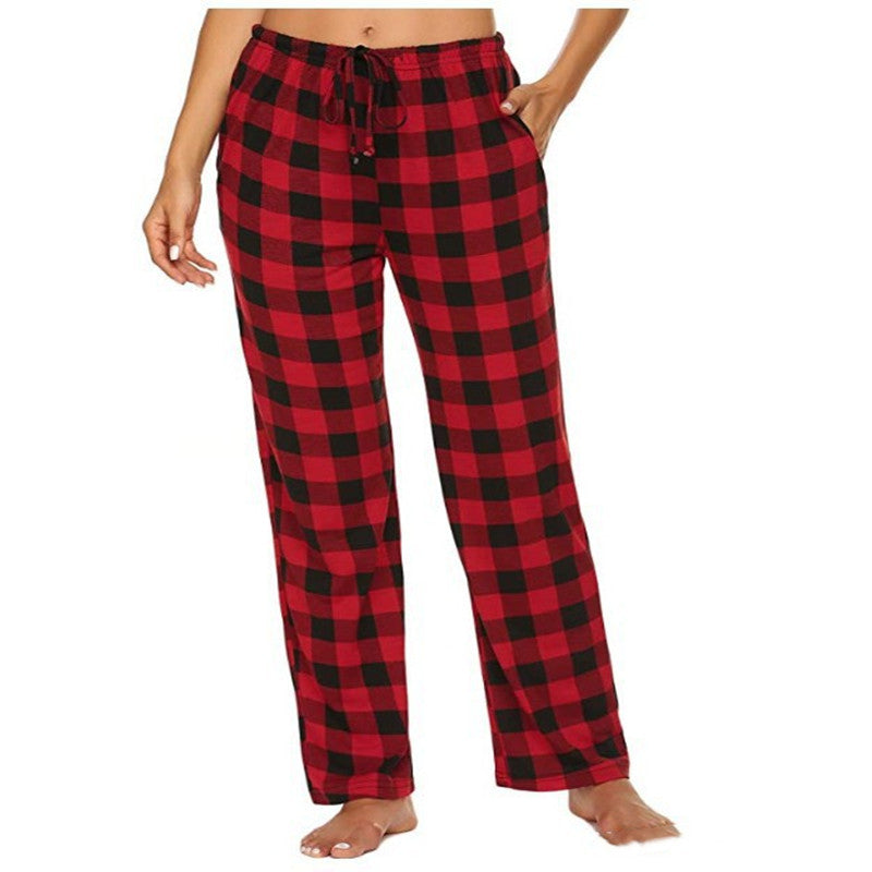 Women's Stretch Plaid Casual Pants with Pockets – Comfortable Everyday Trousers - Accrosstheglobe Store