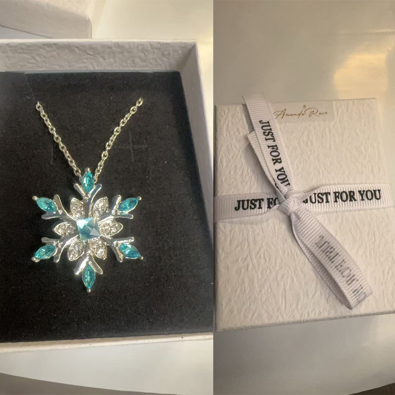 Sterling Silver Snowflake Pendant Necklace – Austrian Crystals, Adjustable Chain - Accrosstheglobe Store