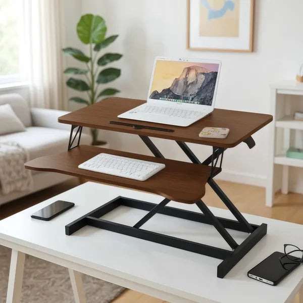 32" Height Adjustable Sit-to-Stand Desk Converter – Dual Monitor & Laptop Riser - Accrosstheglobe Store