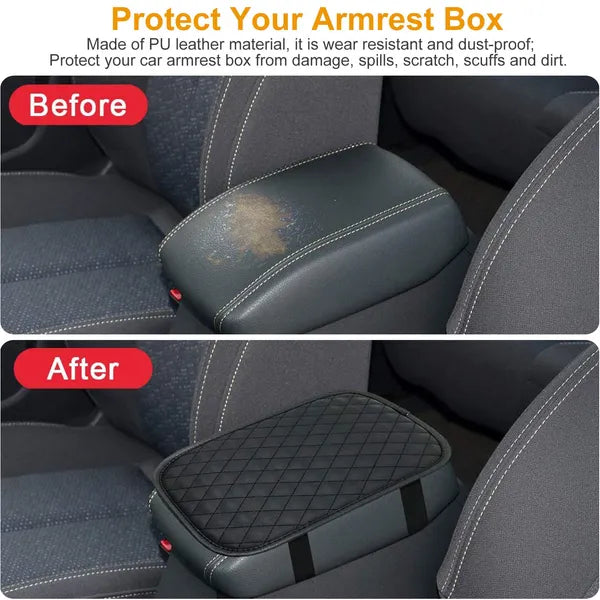 PU Leather Car Armrest Pad Cover – Center Console Cushion Protector - Accrosstheglobe Store