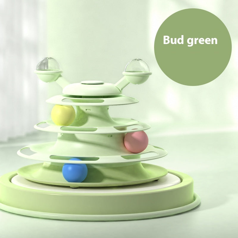 4-Level Cat Toy Tower with Roller Balls – Interactive Turntable Track - Accrosstheglobe Store