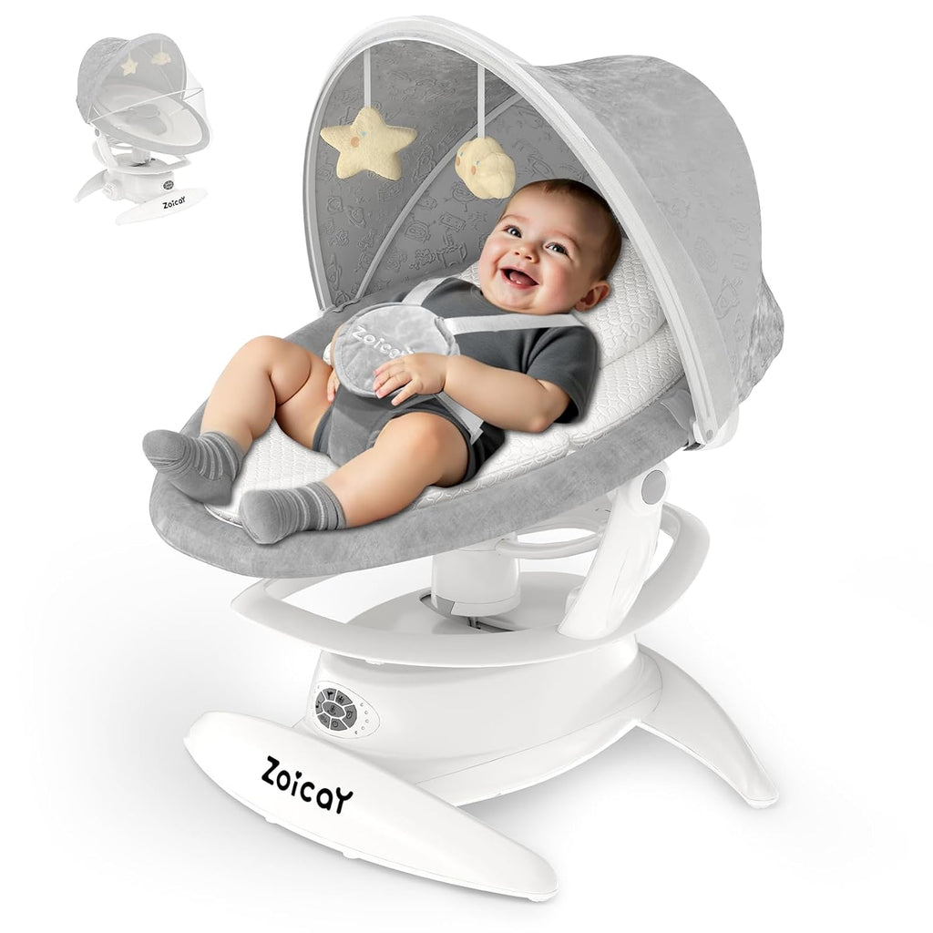 Electric Baby Swing with Motion Detection – 3 Swing Modes, 12 Lullabies & 5 Speeds