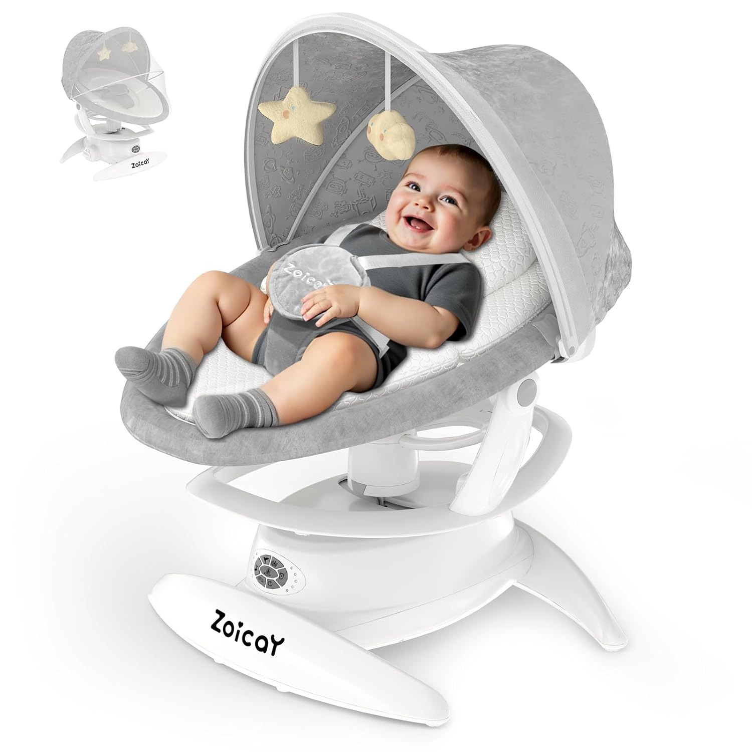 Electric Baby Swing with Motion Detection – 3 Swing Modes, 12 Lullabies & 5 Speeds