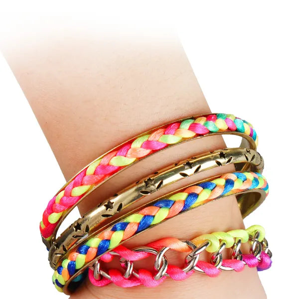 4-Piece Colorful Woven Burnished Gold Bracelet Set – Boho Stackable Women’s Bracelets - Accrosstheglobe Store