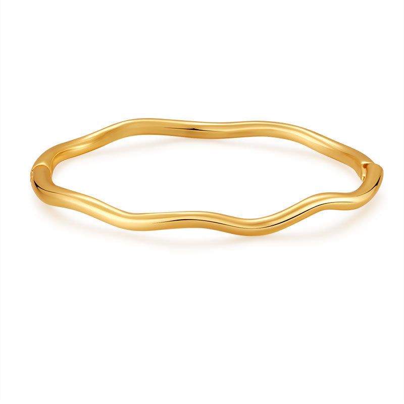 Simple Golden Bangle – Minimalist Gold-Tone Bracelet for Women - Accrosstheglobe Store