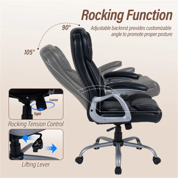 Ergonomic Executive Office Chair – Contoured Backrest, Adjustable Height & Recline - Accrosstheglobe Store