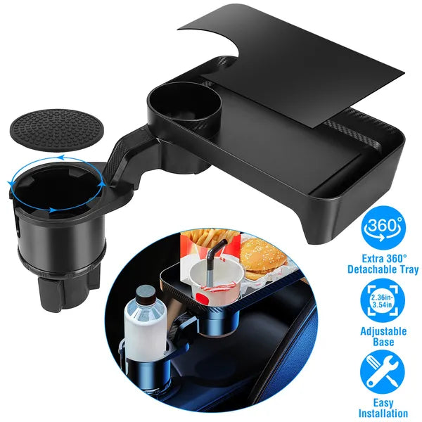 360° Rotating Car Cup Holder Tray – Expandable Bottle Holder Adapter - Accrosstheglobe Store