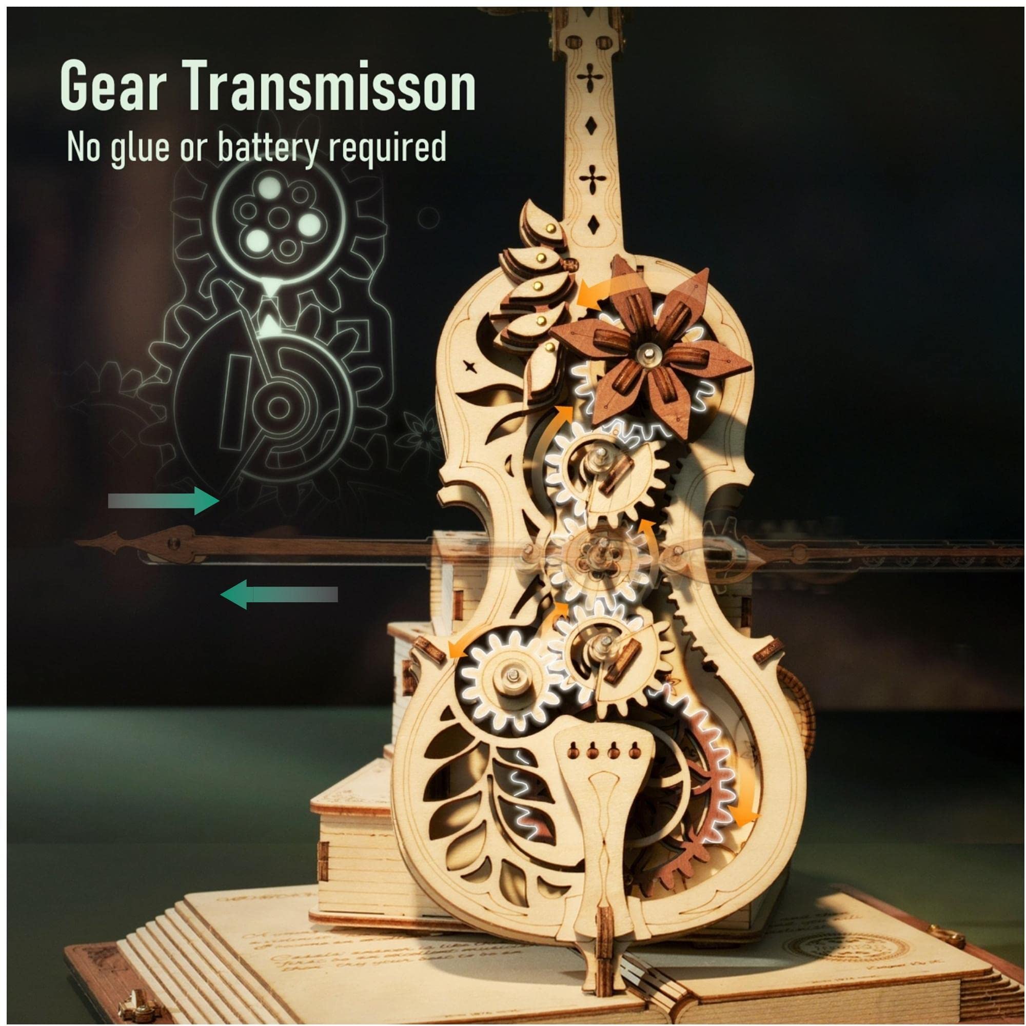 Robotime ROKR Magic Cello Mechanical Music Box – 3D Wooden Puzzle AMK63
