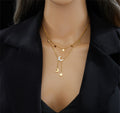 Moon & Stars Layered Gold Chain Necklace – Astrology Jewelry for Women - Accrosstheglobe Store