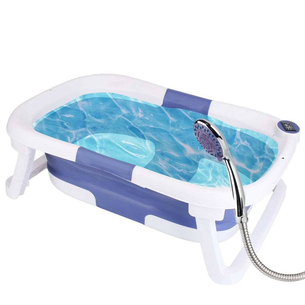 Collapsible Baby Bath Tub with Thermometer – Foldable Travel Bathtub for 0-24 Months - Accrosstheglobe Store