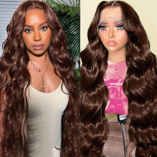 13x4 Lace Frontal Human Hair Wig Brown Body Wave Density - Accrosstheglobe Store
