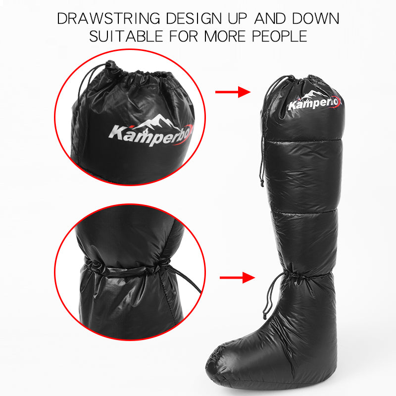 Camping Down Socks & Boots – Warm Sleeping Bag Socks for Cold Weather