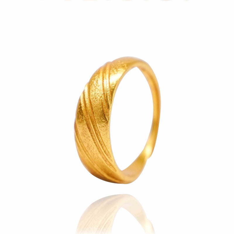 24K Gold Dome Croissant Band Ring – Stackable Signet Ring for Women - Accrosstheglobe Store
